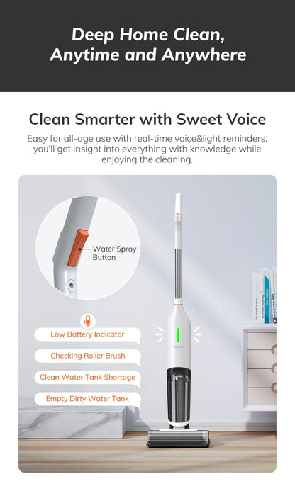 ILIFE W90 Cordless Wet Dry Smart Mop – 5500Pa Suction, Self-Cleaning in 1 Minute, Large Dual Water Tank