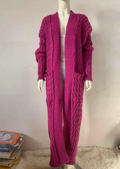 Knit Cardigan for Women – Long Green Crochet Jacket, Loose Long Sleeve Autumn/Spring Winter Sweater, 2023 Warm Jumper Coat