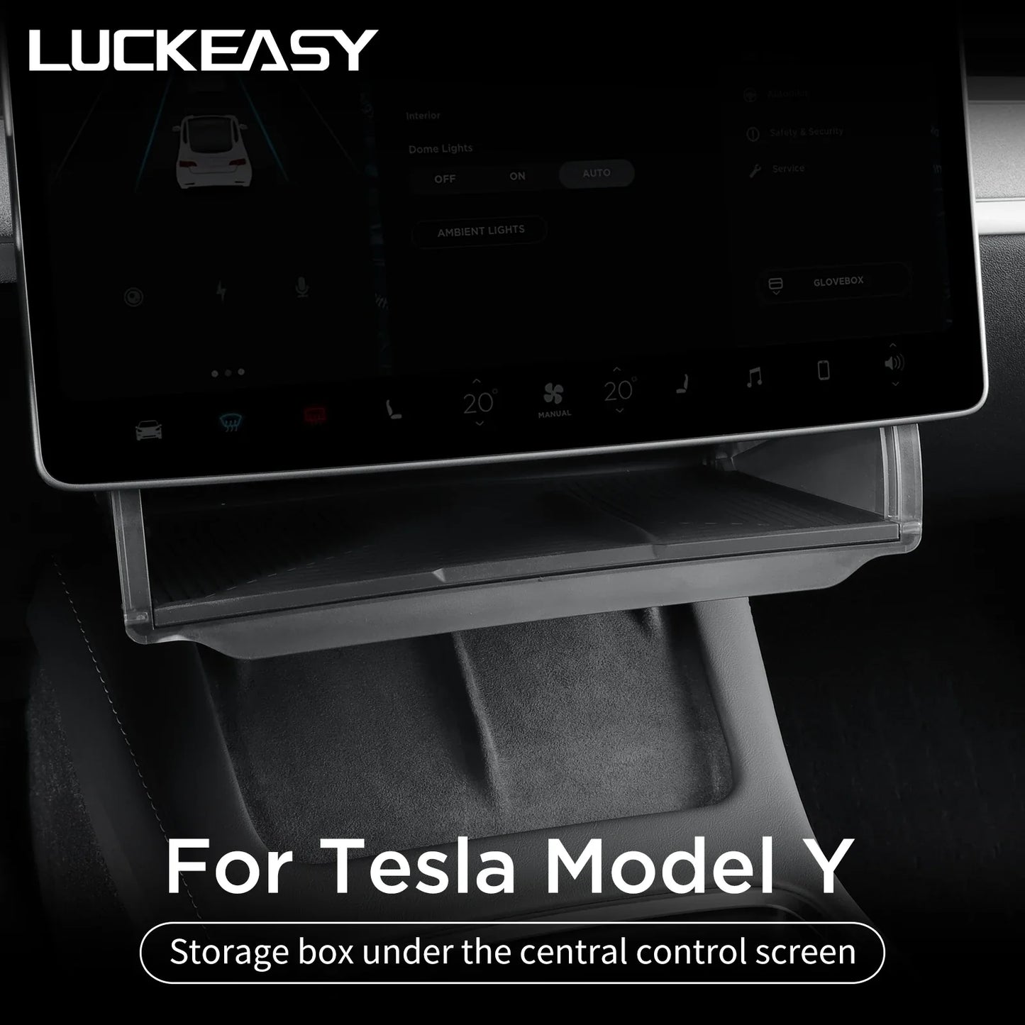 Hidden Storage Box Organizer – Under Screen Tray for Tesla Model Y 2024 & Model 3 2021-2022