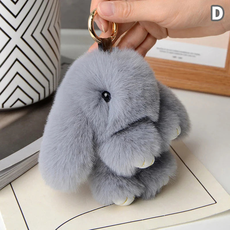 15cm Rabbit Fur Keychain – Fluffy Bunny Pendant for Women’s Bags, Car Keys & Decorative Accessories Gift