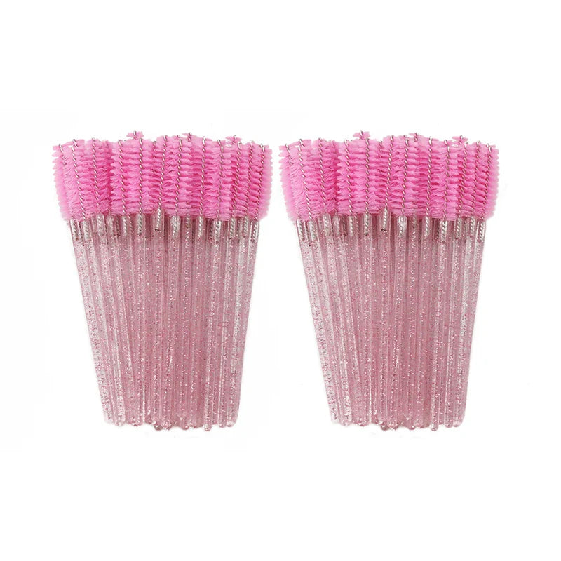ANNAFRIS 50pcs Disposable Eyelash & Eyebrow Brushes — Soft Crystal Lash Extension Mascara Wands Makeup Tools