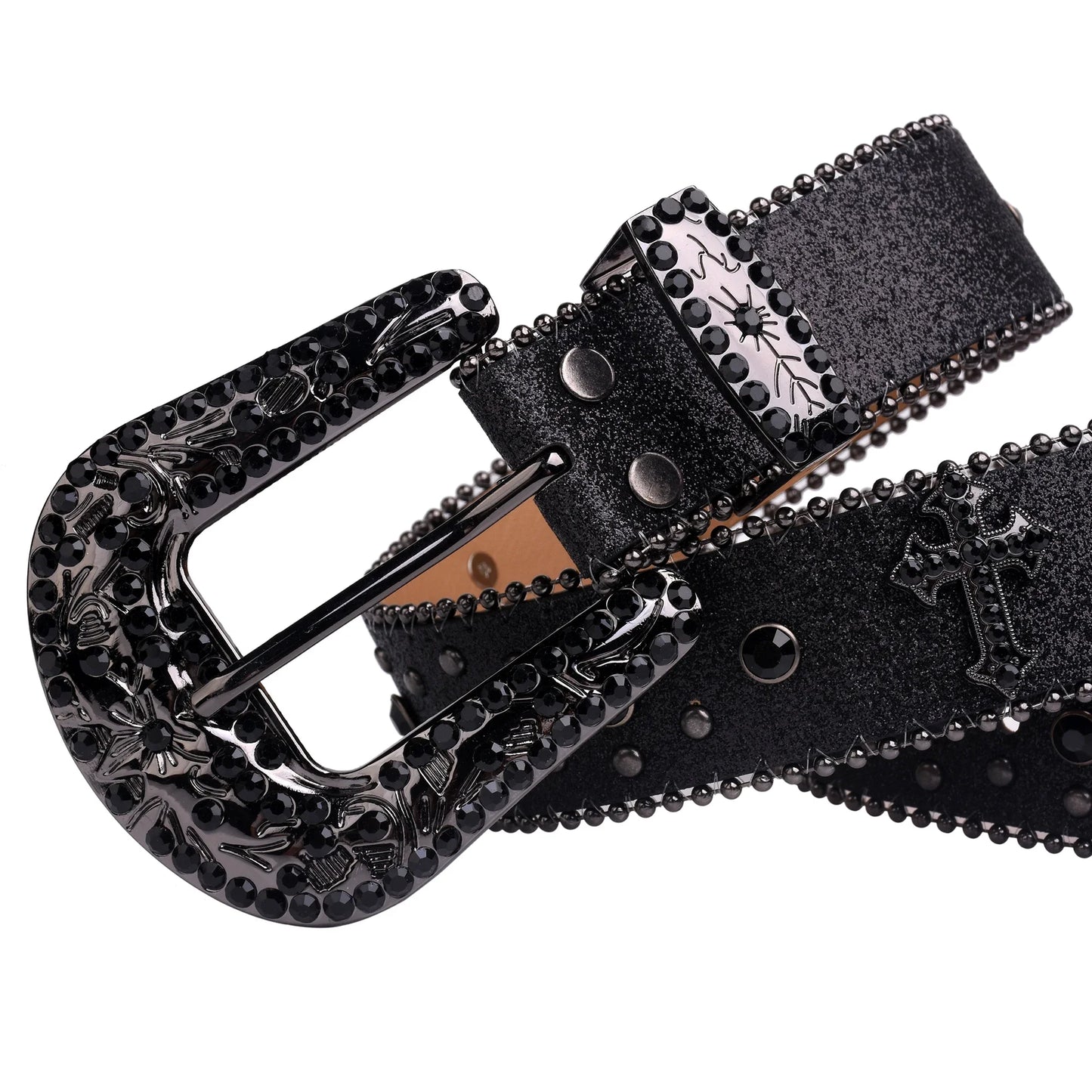Women's Western Rhinestone Belt – Fashion Leather Cowboy Belt with Man-Made Diamonds for Jeans