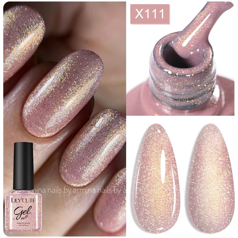 LILYCUTE Solid Color Gel Nail Polish 7ml - Semi-Permanent Soak Off UV LED Gel Varnish for Nail Manicure Art