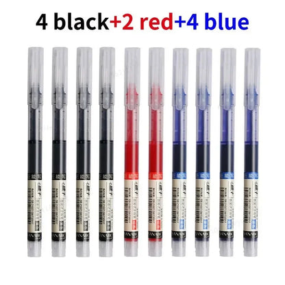 10pcs Needle Tip Gel Pens - High Quality Liquid Ink Ballpoint Pens for School Office Writing & Kawaii Stationery