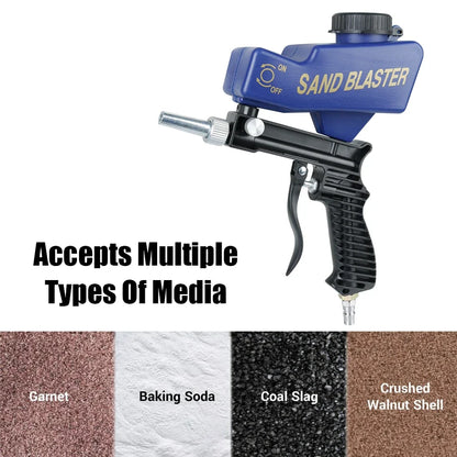 Gravity Feed Pneumatic Sandblasting Gun Set - Adjustable Rust & Paint Blasting Tool