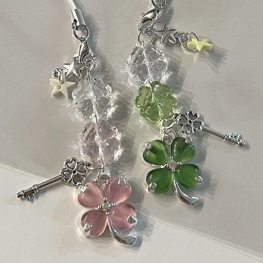 Lucky Leaf Phone Charm Pendant - Cute Key Chain Strap for Phone Case Samsung Bag Books Camera Accessories