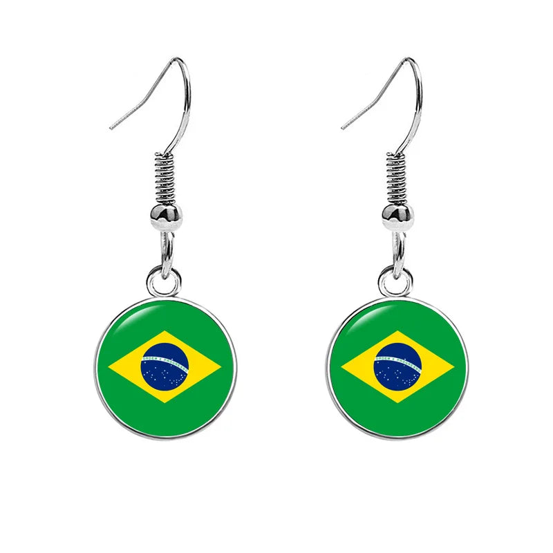 South & North America Flag Earrings - Patriotic Country Pride Drop Dangle Jewelry Gifts for Women