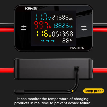 KWS-DC26 Electric Power Meter - DC8-80V LED Voltmeter Ammeter Battery Charging Tester with XT60 & XT90 Plug