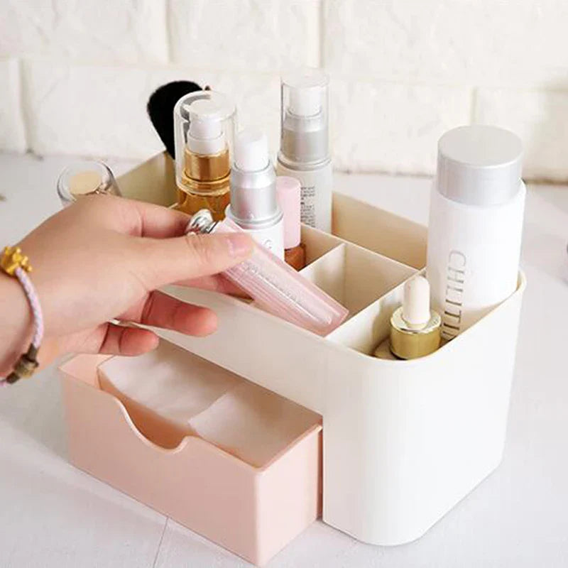 Multifunctional Nail & Cosmetic Storage Box - Cotton Swab, Accessories & Jewelry Organizer for Desktop