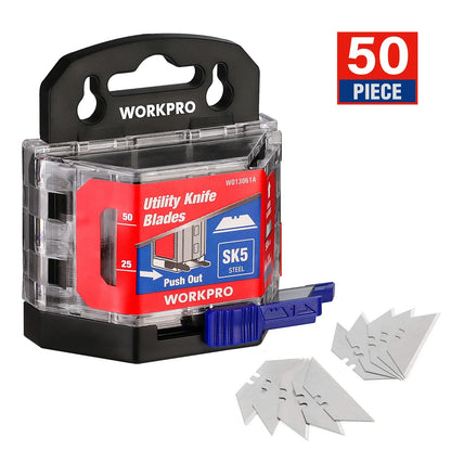 WORKPRO Utility Knife Blades - 5/50/100 PCS, SK5 Steel, Heavy Duty Replacement Blades for Knives
