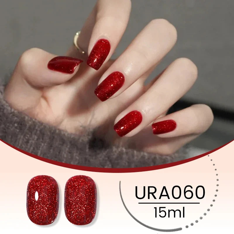 UR SUGAR Champagne Gold Silver Reflective Glitter Gel Nail Polish 15ml - Semi-Permanent Soak Off UV Manicure Art Varnish