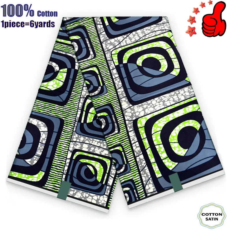 African Real Wax Print Fabric - 100% Cotton Ghana Nigeria Style Ankara Batik Sewing Material
