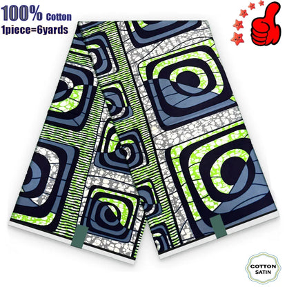 African Real Wax Print Fabric - 100% Cotton Ghana Nigeria Style Ankara Batik Sewing Material