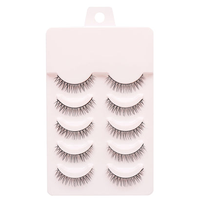5 Pairs Manga Style Cosplay False Eyelashes – Soft Natural Short Mink Strip Lashes with Clear Band
