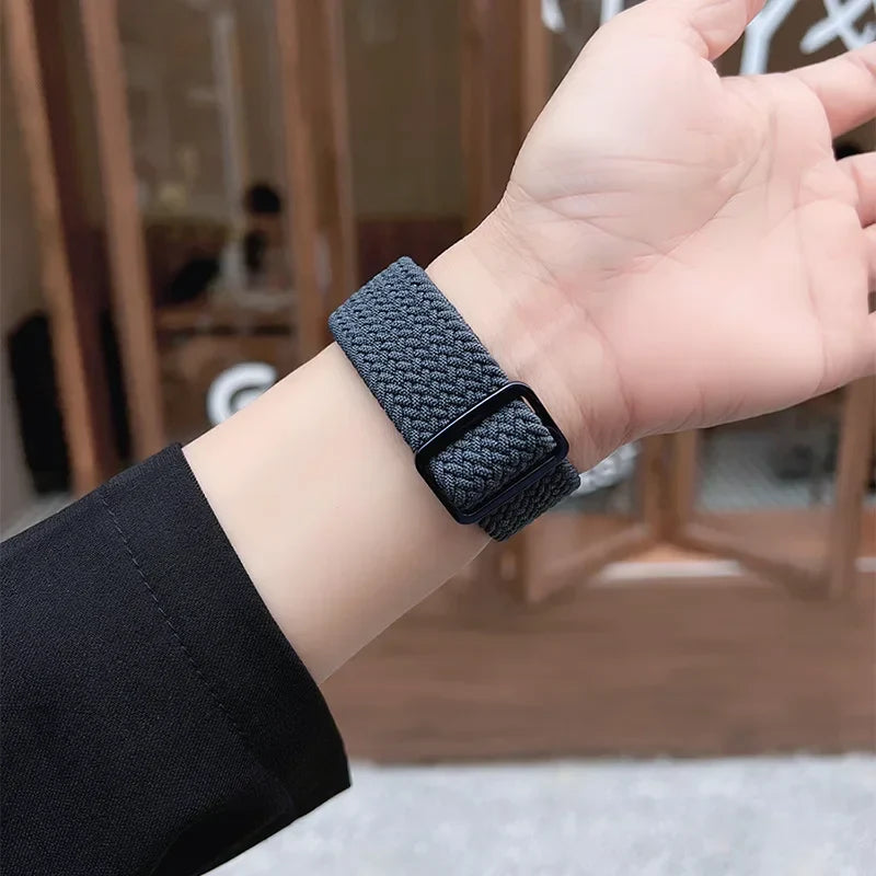 Braided Solo Loop Apple Watch Ultra Band – Elastic Nylon Adjustable Strap for iWatch SE, Series 3–9 (38mm–49mm) Bracelet Band