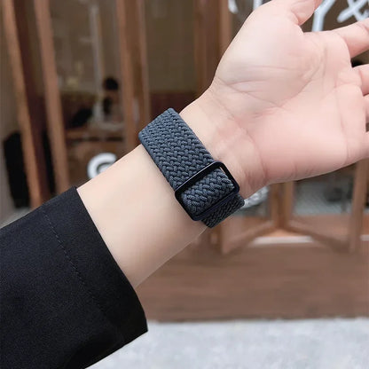 Braided Solo Loop Apple Watch Ultra Band – Elastic Nylon Adjustable Strap for iWatch SE, Series 3–9 (38mm–49mm) Bracelet Band