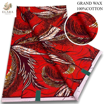 African Glitter Wax Print Fabric - 6 Yards Pink Gold Ankara Cotton Batik Material for Uniforms