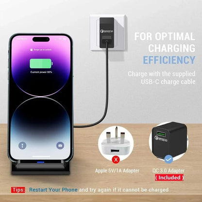 30W Wireless Charger Stand - Fast Charging Pad Dock for iPhone 17/16/15/14/13, Samsung & Xiaomi