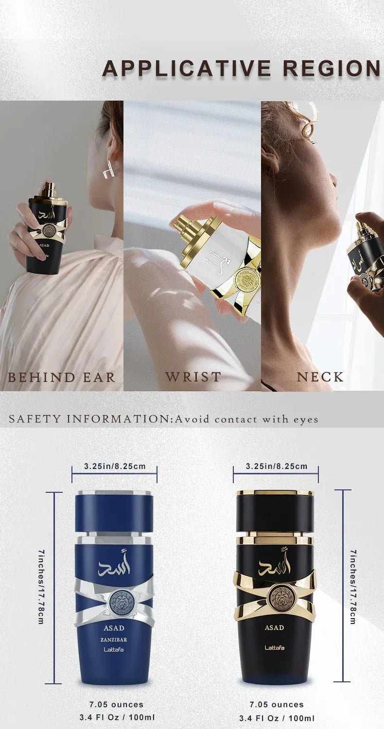 100ml Original Asad Men’s Eau De Toilette — Long-Lasting Unisex Arabian Perfume with Pheromones