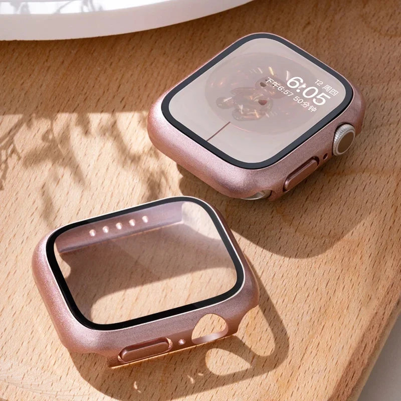Tempered Glass Apple Watch Case - Full Screen Protector Cover for Series 9, 8, 7, 6, SE 45mm 44mm 41mm 40mm