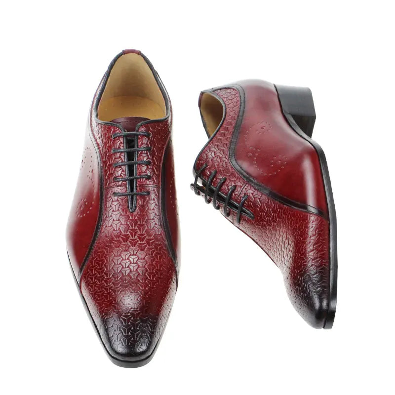 Men’s Genuine Leather Brogue Shoes - Formal Evening Wedding Dress Shoes with Side Carving