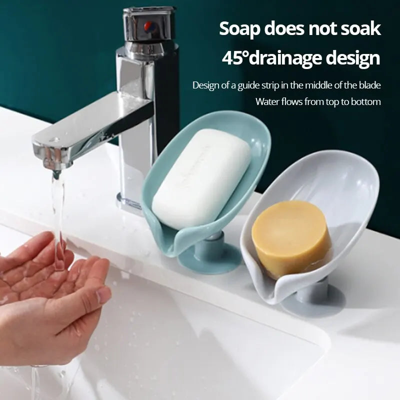 2PCS Creative Soap Box Holder - Punch-Free Suction Cup Draining Soap Rack for Bathroom Storage and Organization