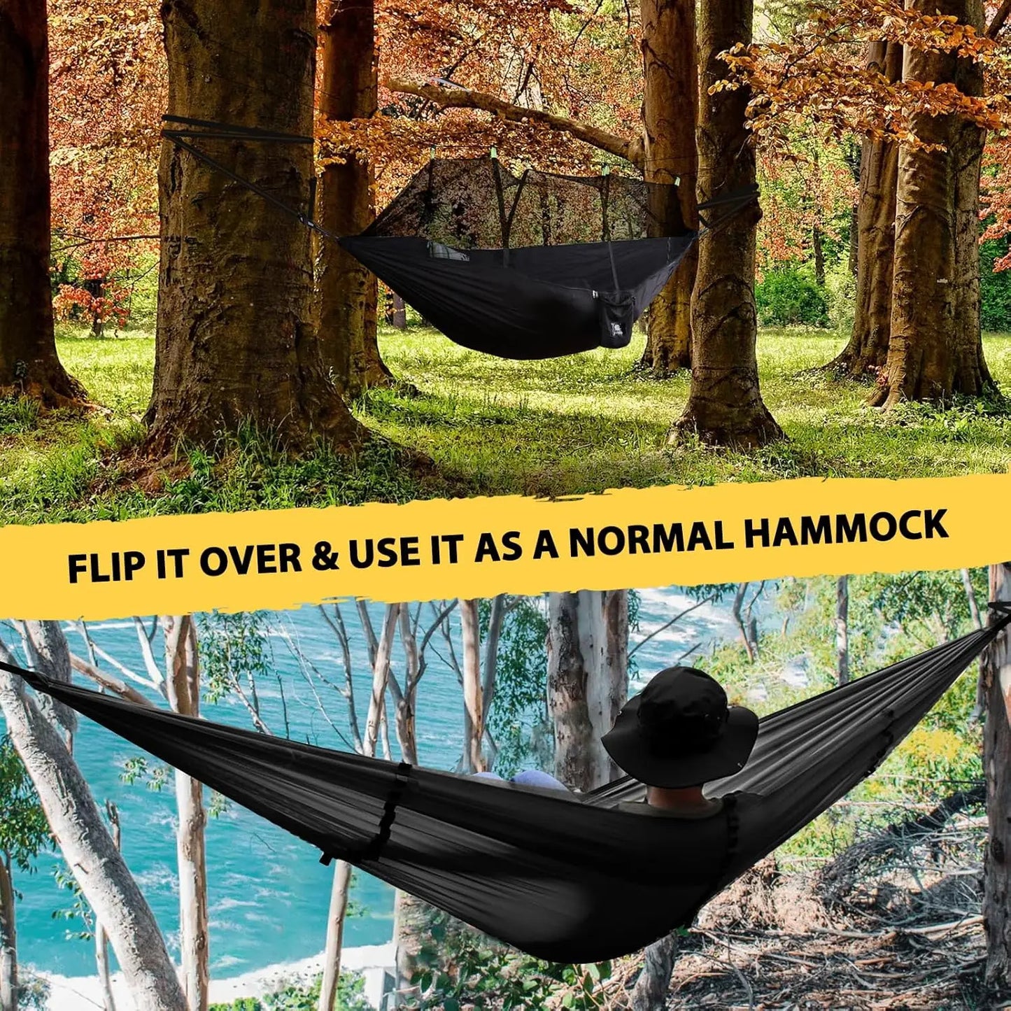 Lightweight Camping Hammock with Mosquito Net - Breathable 210T Nylon Outdoor Hammock