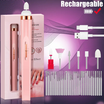 YIKOOLIN 5-in-1 Electric Nail Drill - USB Rechargeable Portable Manicure & Pedicure Kit