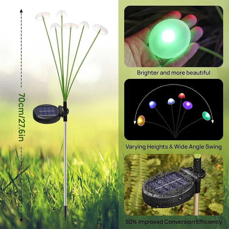 6-Head Solar LED Jellyfish Sway Lights – Waterproof Outdoor Garden Pathway Decor for Patio, Balcony & Yard