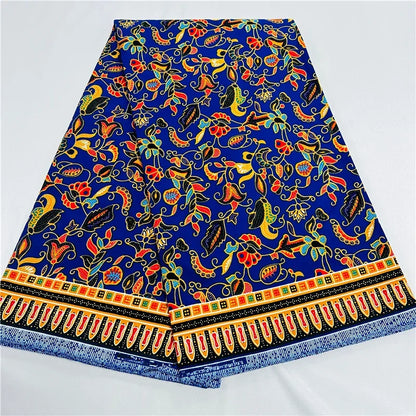 6 Yards African Real Wax Fabric - 100% Cotton Original Ankara Print for Party Dresses K121901