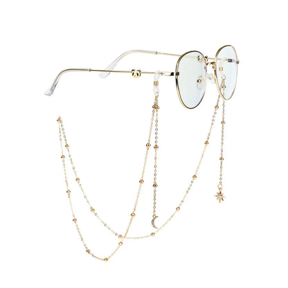 Women's Eyeglass Chain - Hollow Star & Pearl Beaded Lanyard for Sunglasses & Reading Glasses