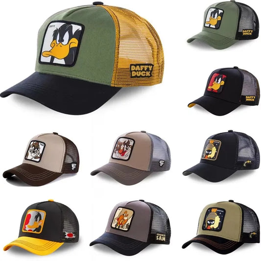 Anime Cartoon Snapback Cap - Cotton Mesh Trucker Hat for Men & Women Hip Hop Dad Style
