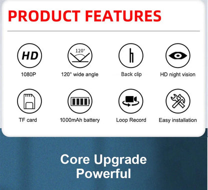 JOZUZE Mini Portable Body Camera – 1080P Wearable Police, Sport, and Business Conference Video Recorder