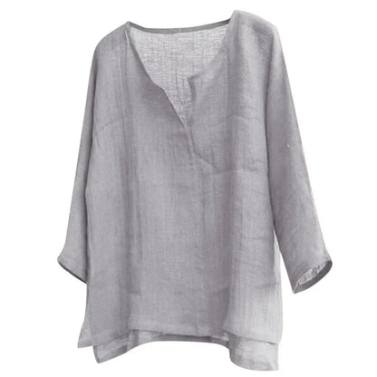 Men’s Loose Fit Long Sleeve Shirt - Solid Color Casual V-Neck Spring & Summer Top S-5XL