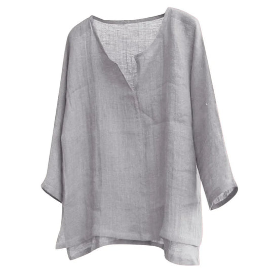 Men’s Loose Fit Long Sleeve Shirt - Solid Color Casual V-Neck Spring & Summer Top S-5XL