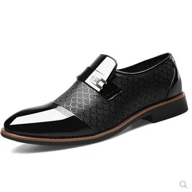 Men’s Embossed Leather Shoes - Classic Luxury Fashion Non-Slip Wear-Resistant Black Footwear