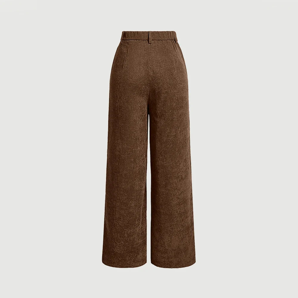 Mia Muse Women's All-Season Casual Pants – Retro Vintage Pocket, Natural Waist, Full Length for Any Occasion