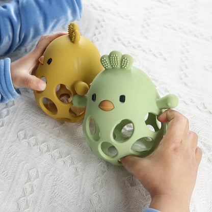 Baby Chick Silicone Teether - Cartoon Hollow Chewing Toy for Infant Teething Training & Care