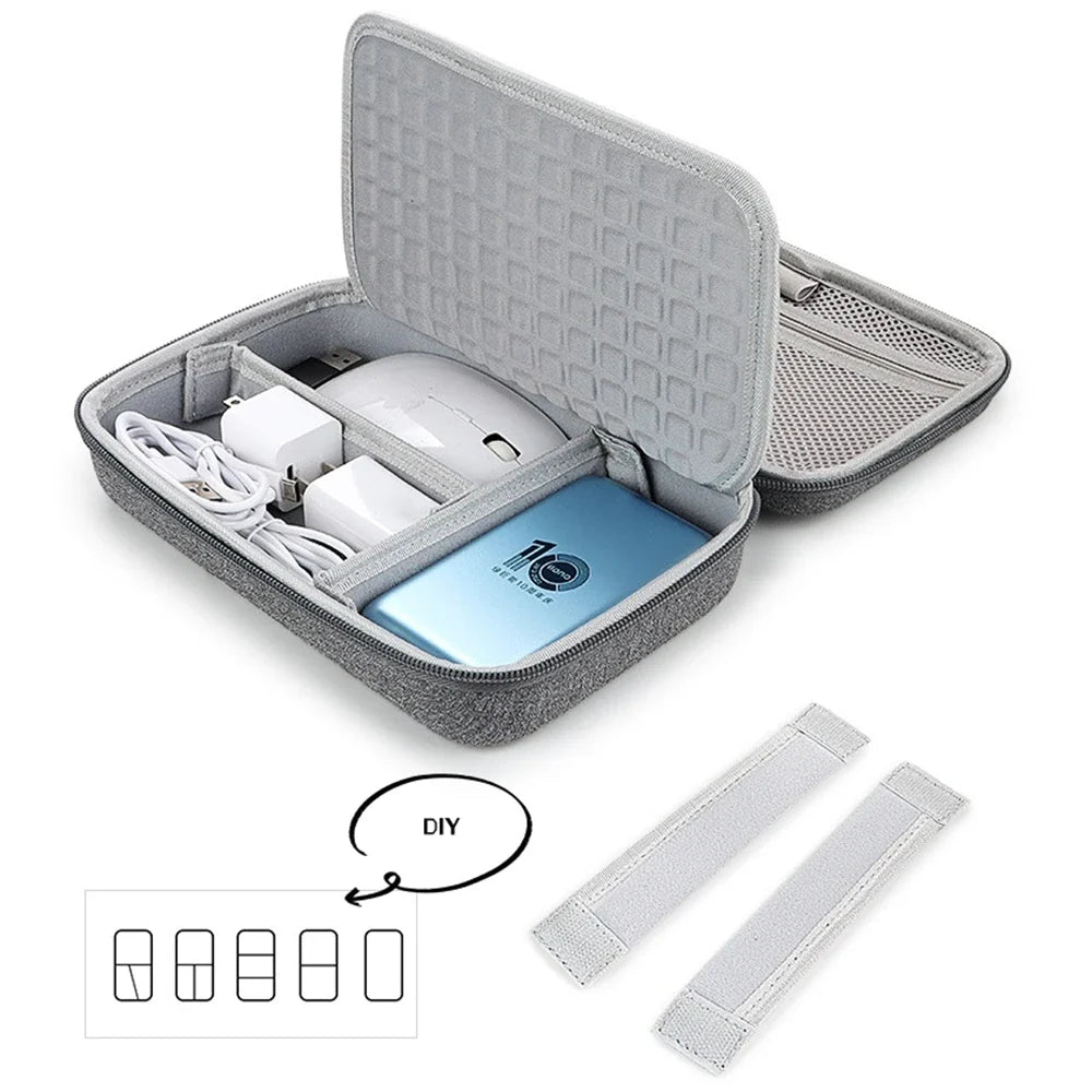 Large Capacity Travel Electronics Organizer – EVA Storage Bag for Tablet, Hard Disk, and Cables