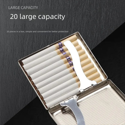 Metal Cigarette Case - 20-Stick Flip-Top Portable Embossed Engraved Holder for Men