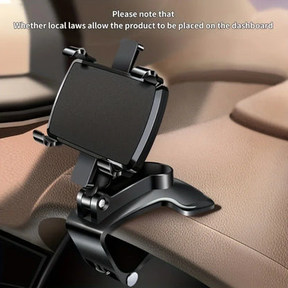 Universal Car Phone Holder - 360° Rotatable Dashboard GPS Mount with Adjustable Clip