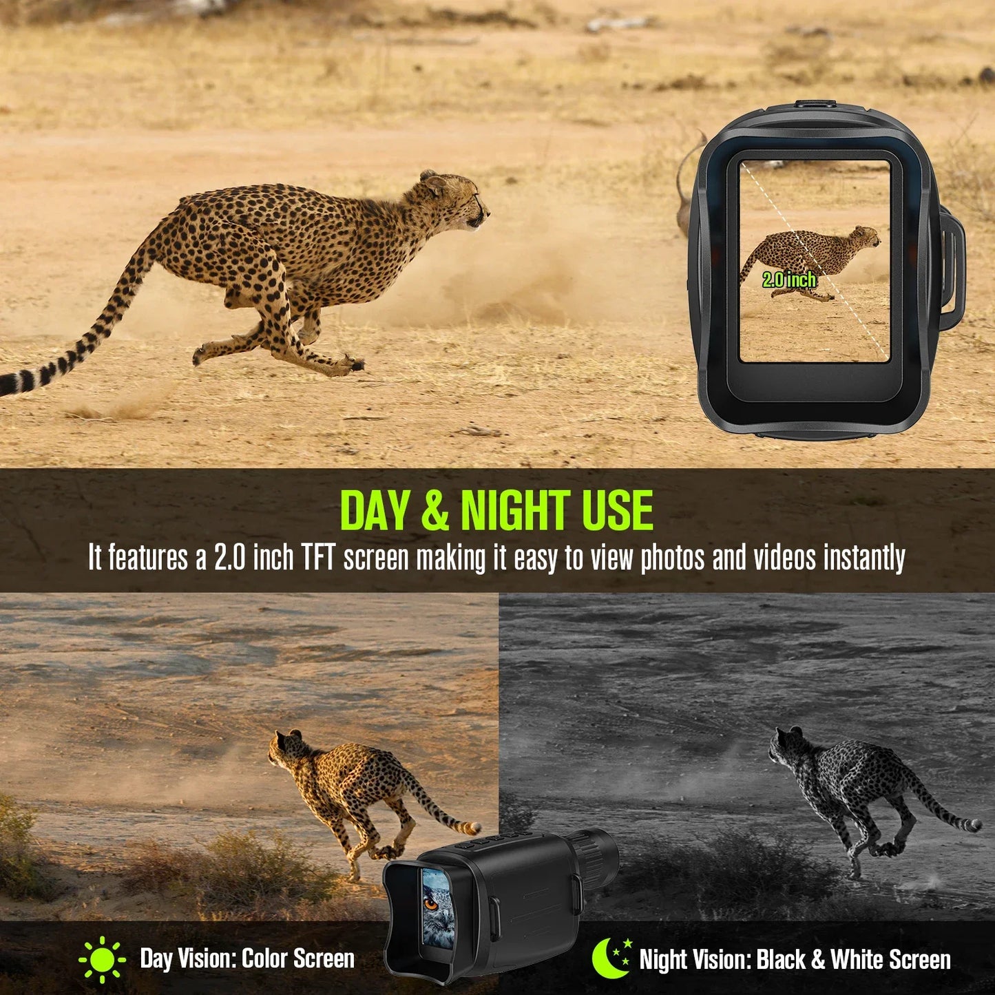 16X Night Vision Monocular - 1080P HD Infrared Digital Zoom Telescope for Outdoor Viewing