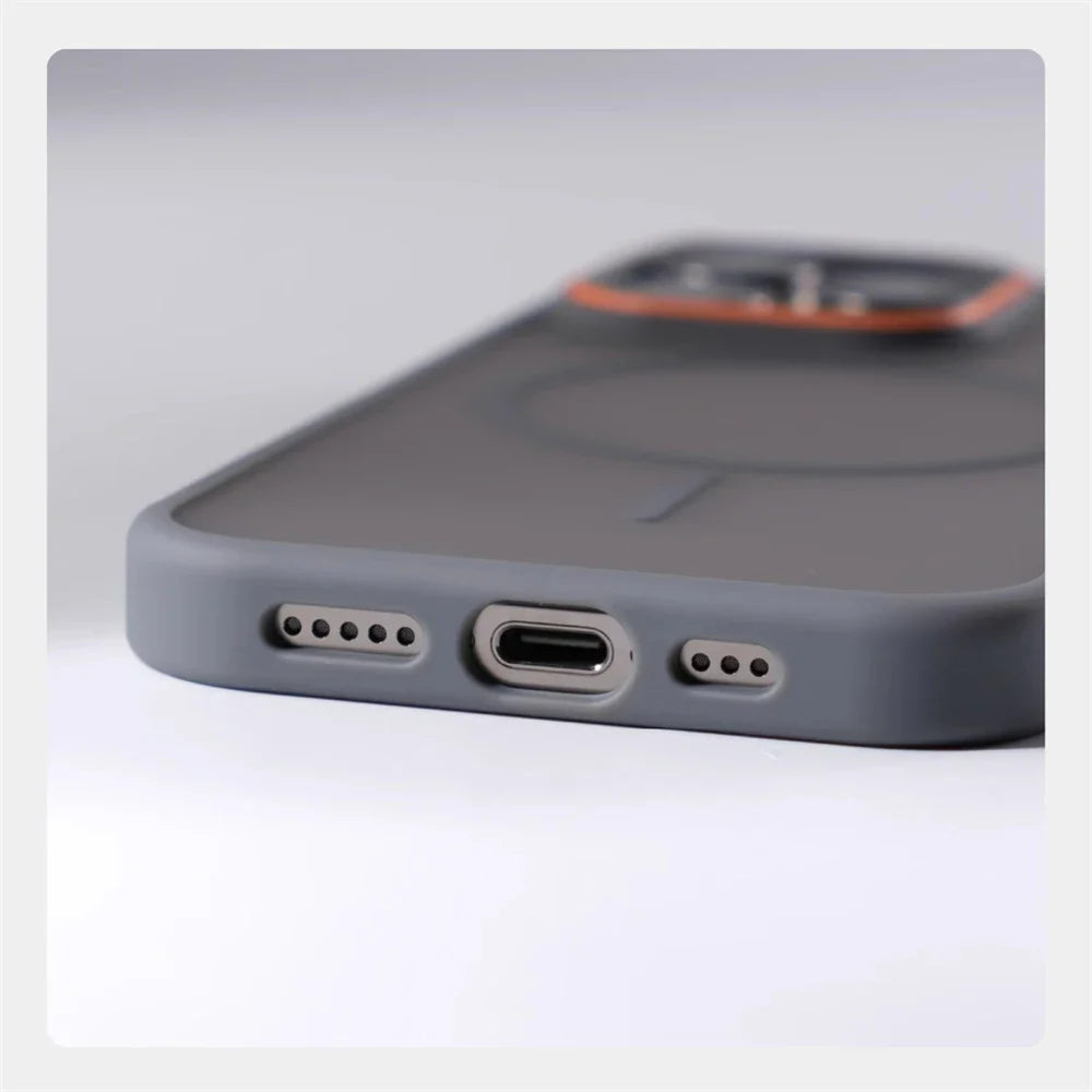 Luxury Matte Translucent MagSafe Case — Shockproof Wireless Charging Cover for iPhone 12–17 Pro/Max/Plus