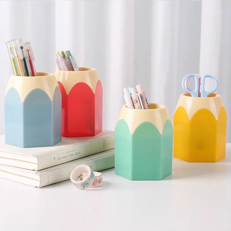 Cute Pencil Holder Desk Organizer - Large-Mouth Storage Box for Pens, Stationery & Makeup Brushes