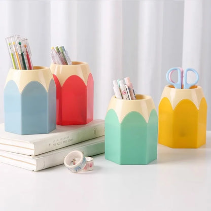 Cute Pencil Holder Desk Organizer - Large-Mouth Storage Box for Pens, Stationery & Makeup Brushes