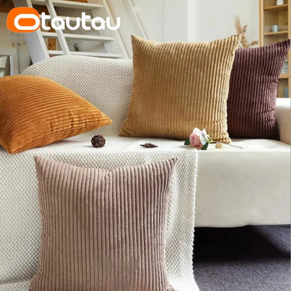 Cotton Corduroy Cushion Cover - Soft Throw Pillowcase Without Insert for Sofa Home Decor
