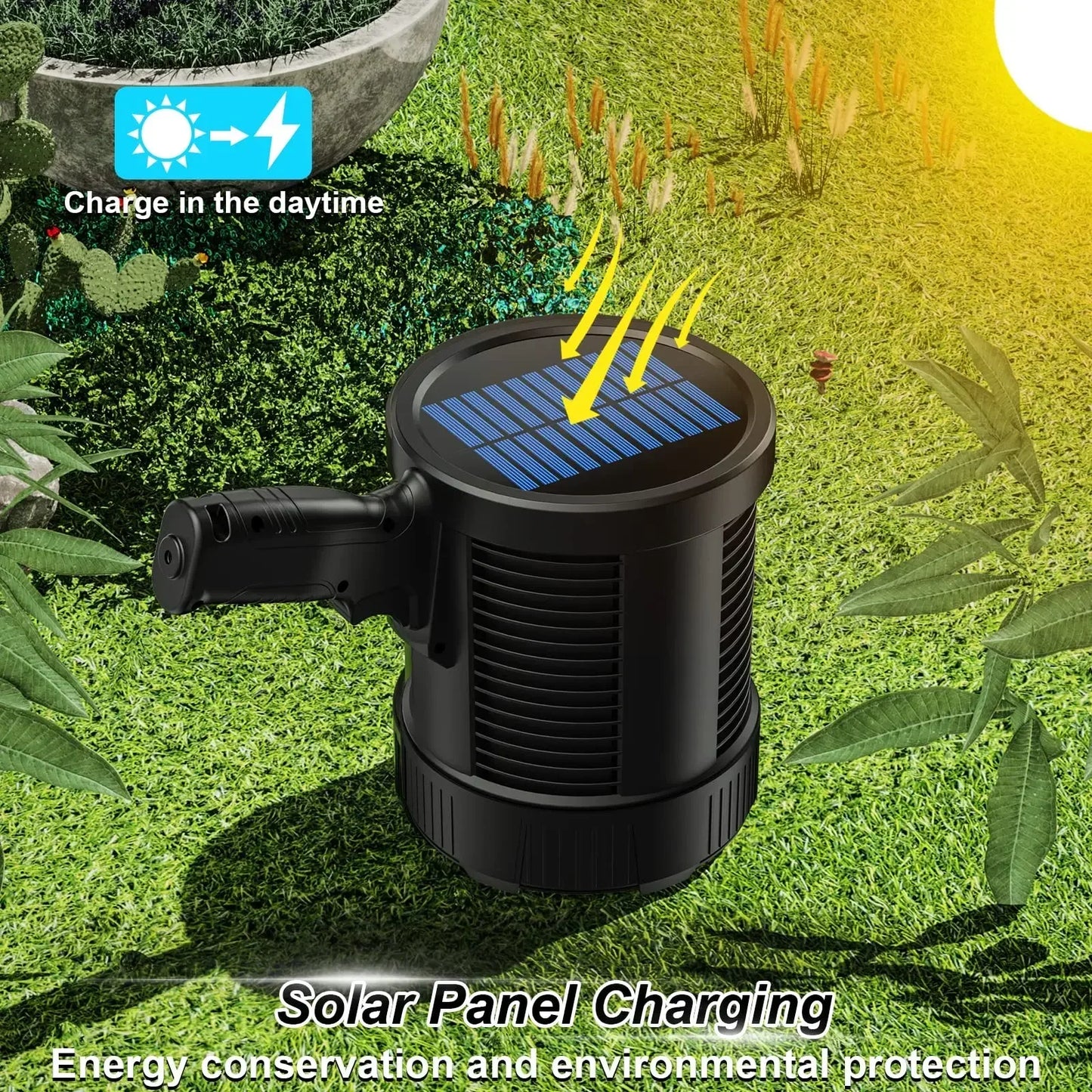 Rechargeable 900,000 Lumens LED Spotlight – Super Bright Handheld Outdoor Flashlight & Solar Searchlight