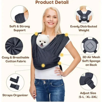 Small Pet Carrier Sling - Adjustable Breathable Front Facing Dog & Cat Bag for Hands-Free Travel