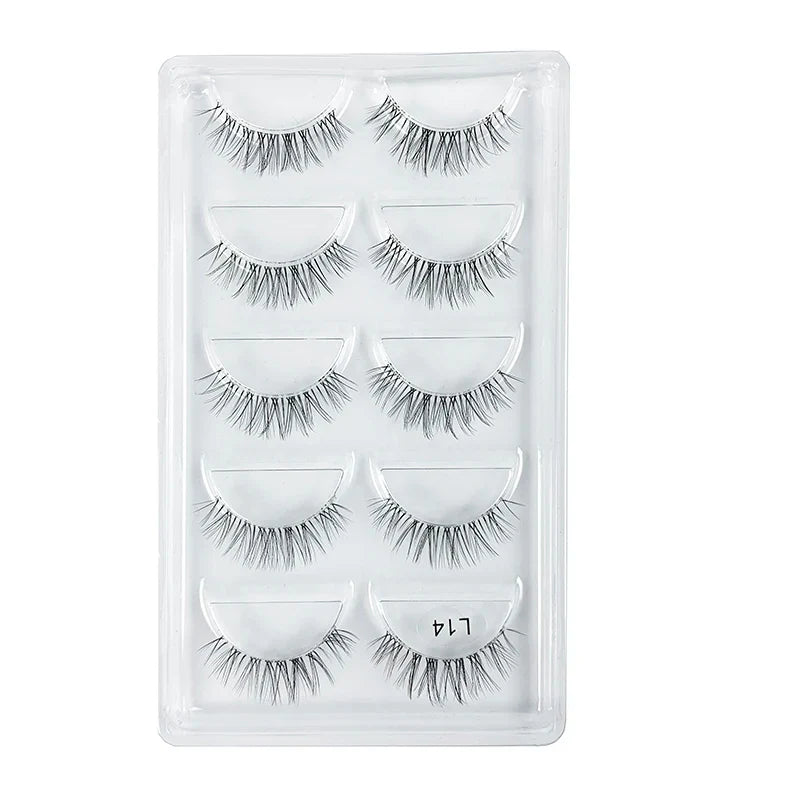 5 Pairs Manga Style Cosplay False Eyelashes – Soft Natural Short Mink Strip Lashes with Clear Band