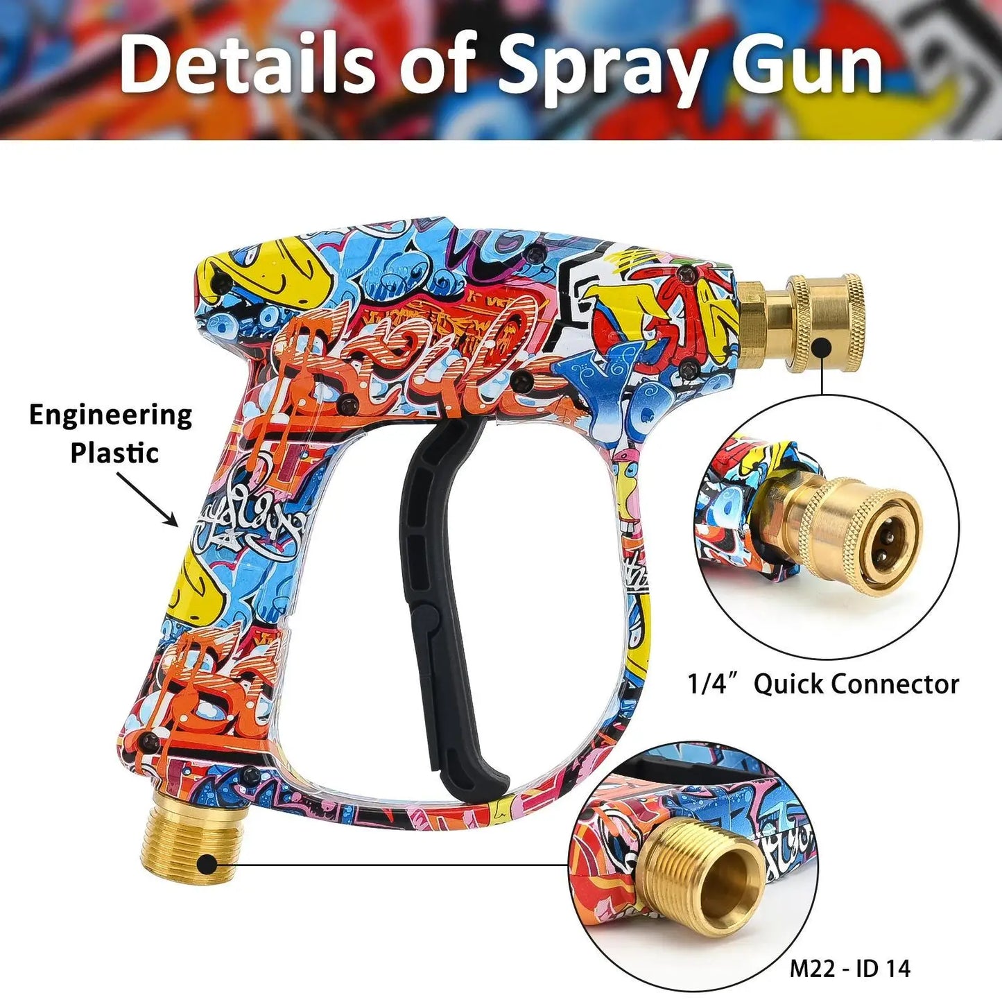 4350 PSI High-Pressure Water Gun - 1L Foam Cannon with 1/4" Quick Connect for Karcher K Series